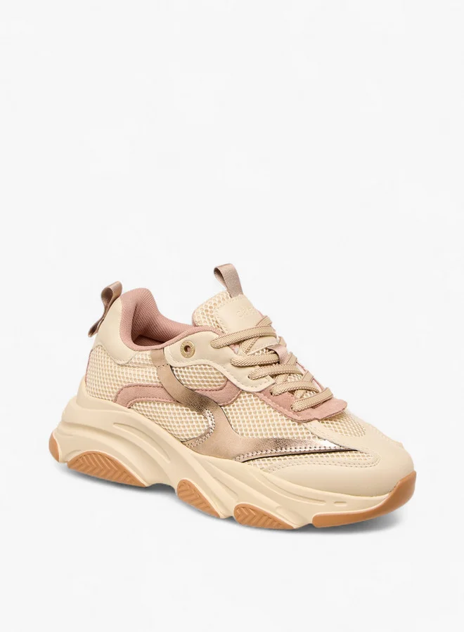 Celeste Women's Panelled Lace-Up Sneakers with Pull Tab