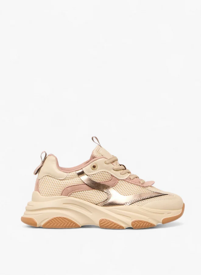 Celeste Women's Panelled Lace-Up Sneakers with Pull Tab