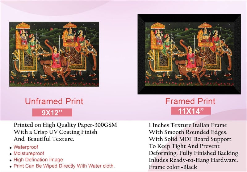 SAF paintings Traditional Rajasthani Art Black frame painting for Wall Decoration,Home and OfficeOL-SANFK33376A - Image 2