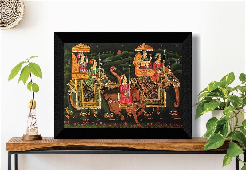 SAF paintings Traditional Rajasthani Art Black frame painting for Wall Decoration,Home and OfficeOL-SANFK33376A - Image 3