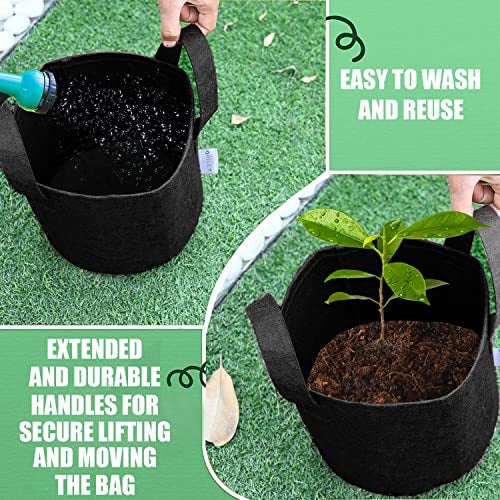 Oriley Grow Bag Heavy Duty Geo Fabric Plant Pot with Sturdy Handles Lightweight Bags Ideal for Gardening Balcony Terrace (Black, Round, 500 GSM 10 x 10 inch Pack of 3) - Image 5
