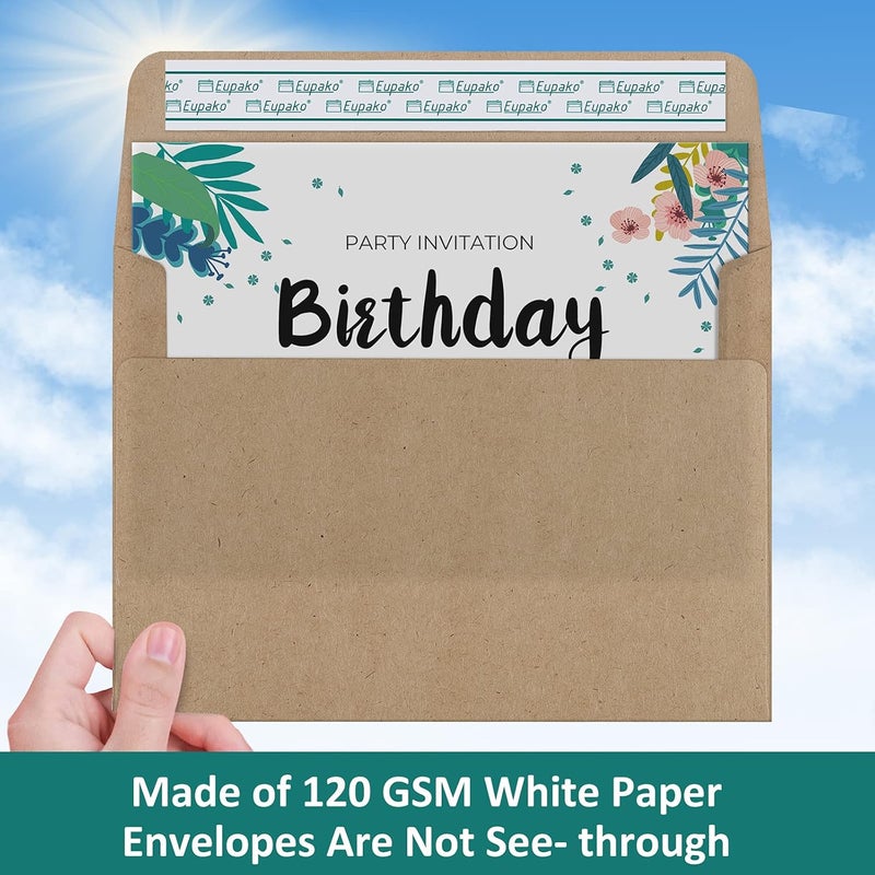 Eupako 5x7 Envelopes Self Seal 250 Pack, Brown A7 Envelopes, Kraft Paper Envelope for 5x7 Cards, Photos, Invitations, Wedding, Graduation, Baby Shower, 5.25 x 7.25 Inches - Image 4