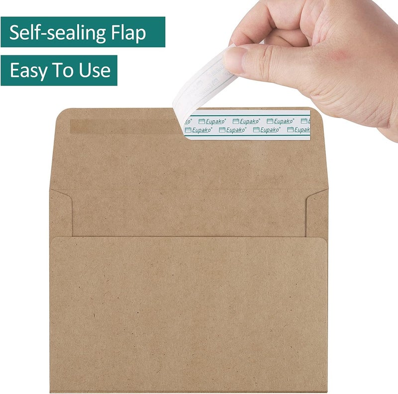Eupako 5x7 Envelopes Self Seal 250 Pack, Brown A7 Envelopes, Kraft Paper Envelope for 5x7 Cards, Photos, Invitations, Wedding, Graduation, Baby Shower, 5.25 x 7.25 Inches - Image 3