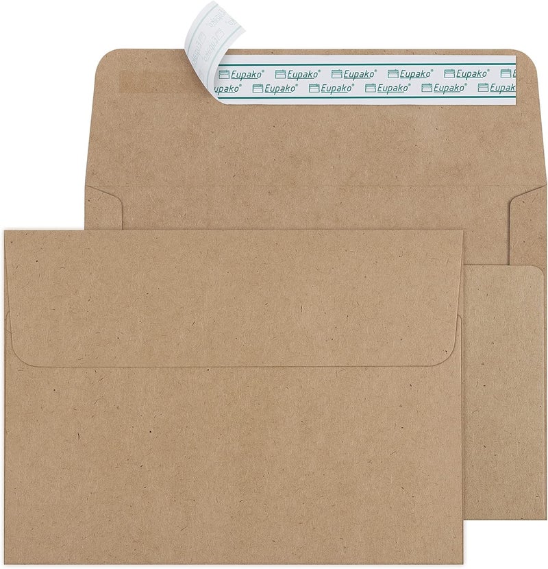 Eupako 5x7 Envelopes Self Seal 250 Pack, Brown A7 Envelopes, Kraft Paper Envelope for 5x7 Cards, Photos, Invitations, Wedding, Graduation, Baby Shower, 5.25 x 7.25 Inches - Image 1
