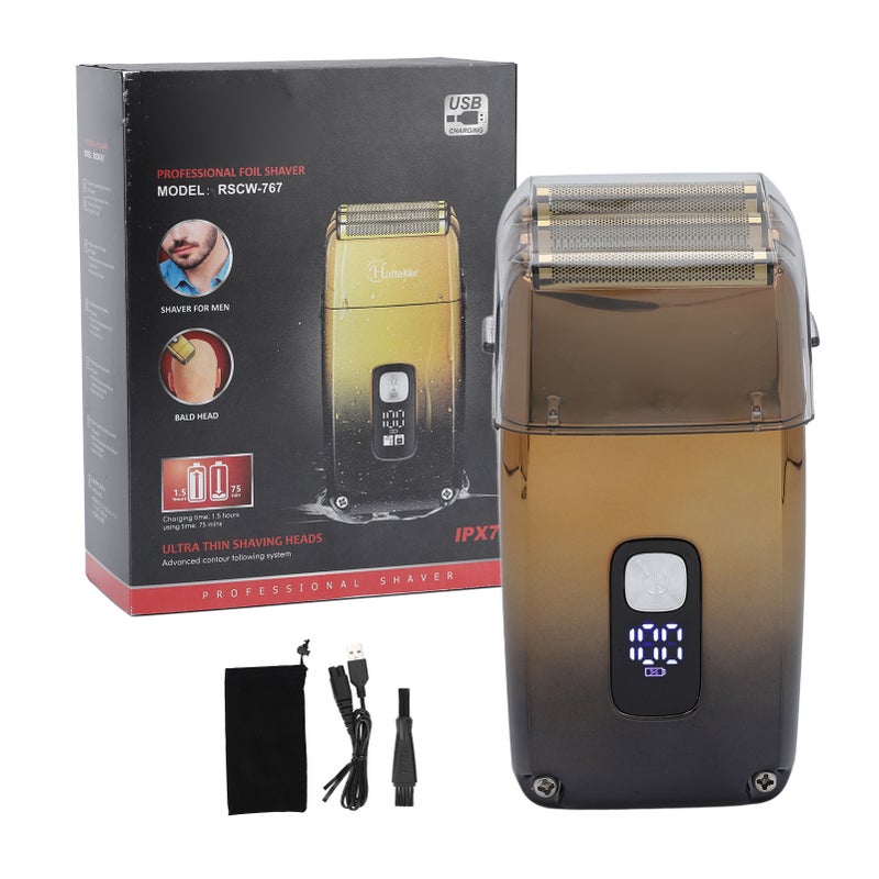 Triple Blades Foil Shaver Multifunction Cordless Electric Razor Waterproof Rechargeable with LCD Display for Men - Image 1