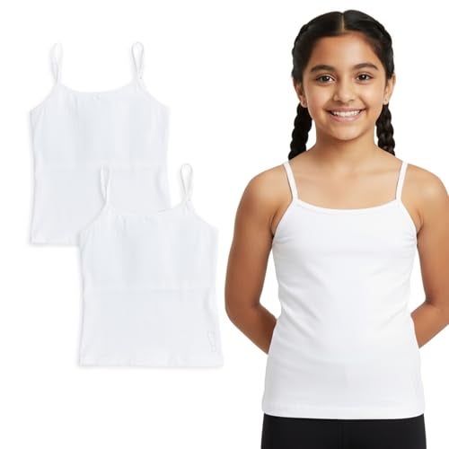 YouGotPlanB Everyday Cotton Padded Camisole for Girls | Built-in Padding, Full Coverage, Adjustable Straps for 8-16 Years | Pack of 2 - Image 1