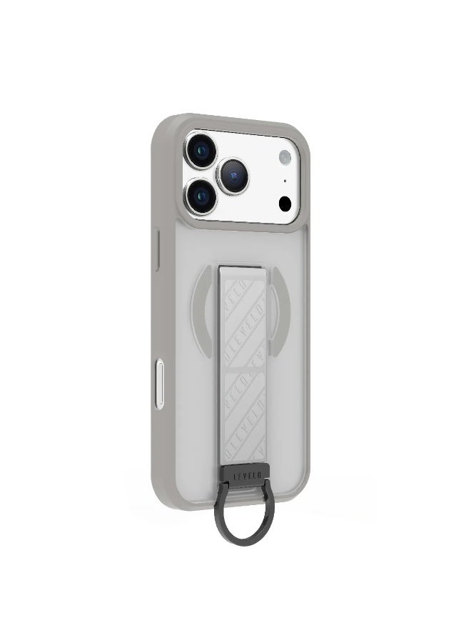LEVELO iPhone 17 Pro MagSafe Morphix Clara Grip Case with Shock-Resistant Bumper and Strong Magnets -Silverstone - Image 1