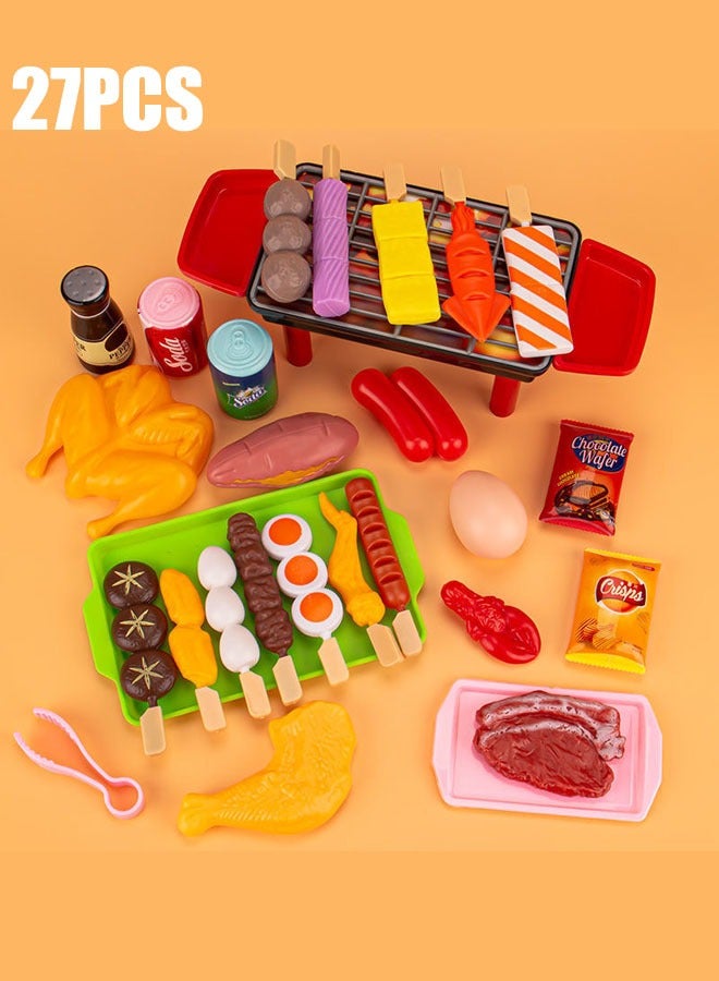 Barbecue Game Set Children's Interactive Barbecue Game Food Cooking Game Set Barbecue Kitchen Cooking Tools Preschool Camping Set For Boys And Girls Gifts (27 Pieces) - Image 1