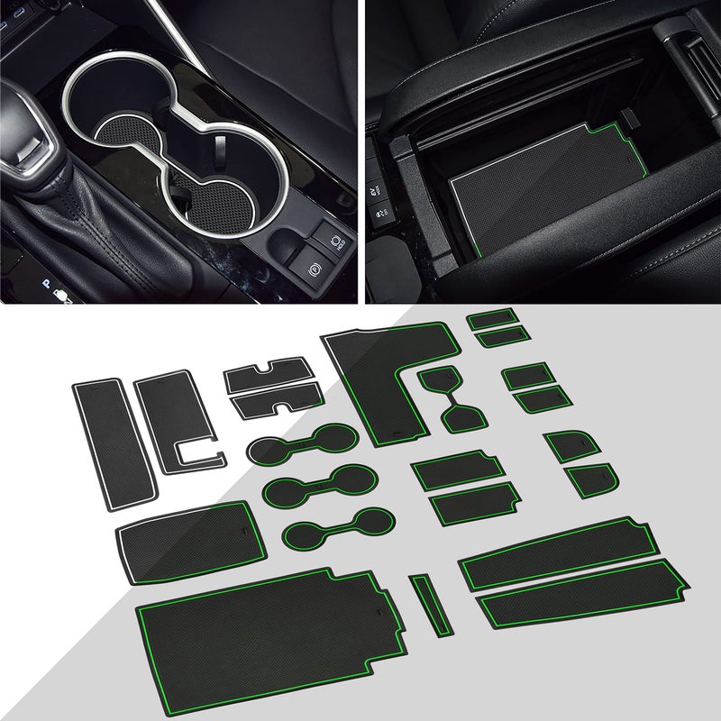 SENSHINE for Toyota Highlander Accessories 2025 20202024 Anti Dust Cup Holder Insert Center Console Shifter Trim Door Packet Mats Premium Custom Interior 22PC Set White Trim Glow in Dark