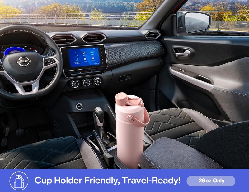 POWCAN 26 oz Insulated Water Bottle with 2-in-1 Straw and Spout Lid, Keep Cold 24H, Leak-Proof, Fits in Car Cup Holder, Stainless Steel Water Bottle for Sports, Travel, and School (Lupine) - Image 4