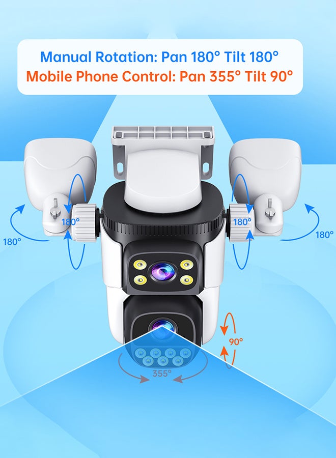 DIFANG 20MP Four Screen WiFi Camera 10K Home Security IP Camera 5X Zoom Four Lens 4 Screen, PTZ 360° CCTV Surveillance Video Cam Outdoor (Free 64G TF Card) - Image 5