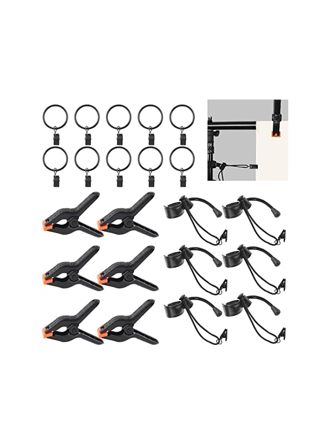 Rustark 22Pcs Backdrop Clips Clamps Elastic Photo Clips Holder Clips Assortment Kit with Curtain Clips Backdrop Rings Large Backdrop Spring Clamps Clips for Photography Video Studio Photo Backdrop - Image 2