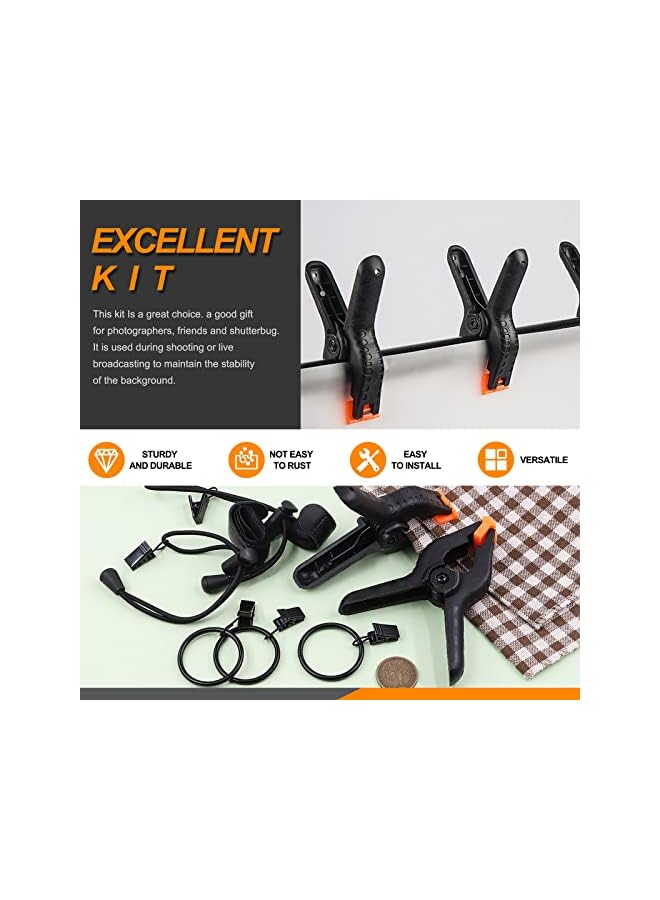 Rustark 22Pcs Backdrop Clips Clamps Elastic Photo Clips Holder Clips Assortment Kit with Curtain Clips Backdrop Rings Large Backdrop Spring Clamps Clips for Photography Video Studio Photo Backdrop - Image 4