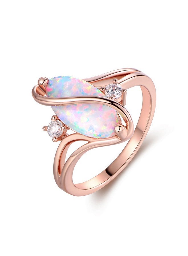 Barzel 18K Rose Gold Plated Created Fire Opal Ring With Cubic Zirconia Accents (Rose Gold Fire Opal, 10) - Image 1