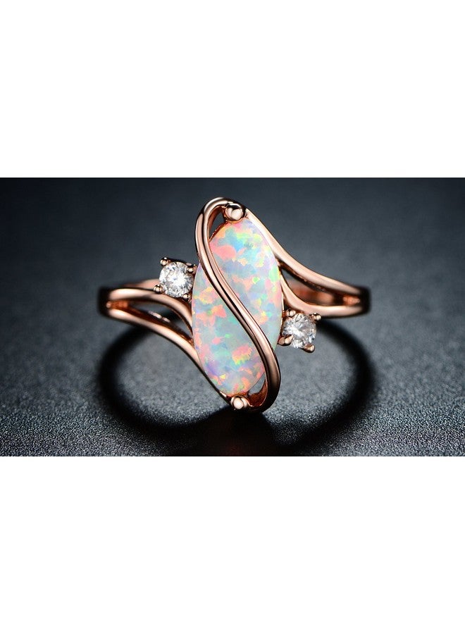 Barzel 18K Rose Gold Plated Created Fire Opal Ring With Cubic Zirconia Accents (Rose Gold Fire Opal, 10) - Image 4