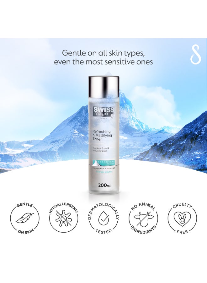 SWISS image Face Toner Refreshing & Mattifying 200 ml Oil Control, Pore Tightening & Skin Calming Hydrating Face Toner for Oily, Acne-Prone & Combination Skin For Men & Women Swiss Made  - Image 5
