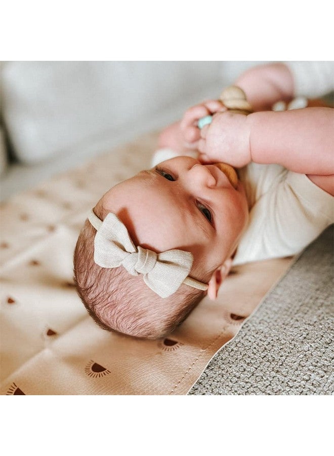 عصابة رأس من النايلون على شكل فيونكة من الكتان للأطفال حديثي الولادة وحديثي الولادة وأربطة مرنة للفتيات الصغيرات والأطفال الصغار (فيونكة صغيرة من الكتان مقاس 2.5 بوصة) - Image 3