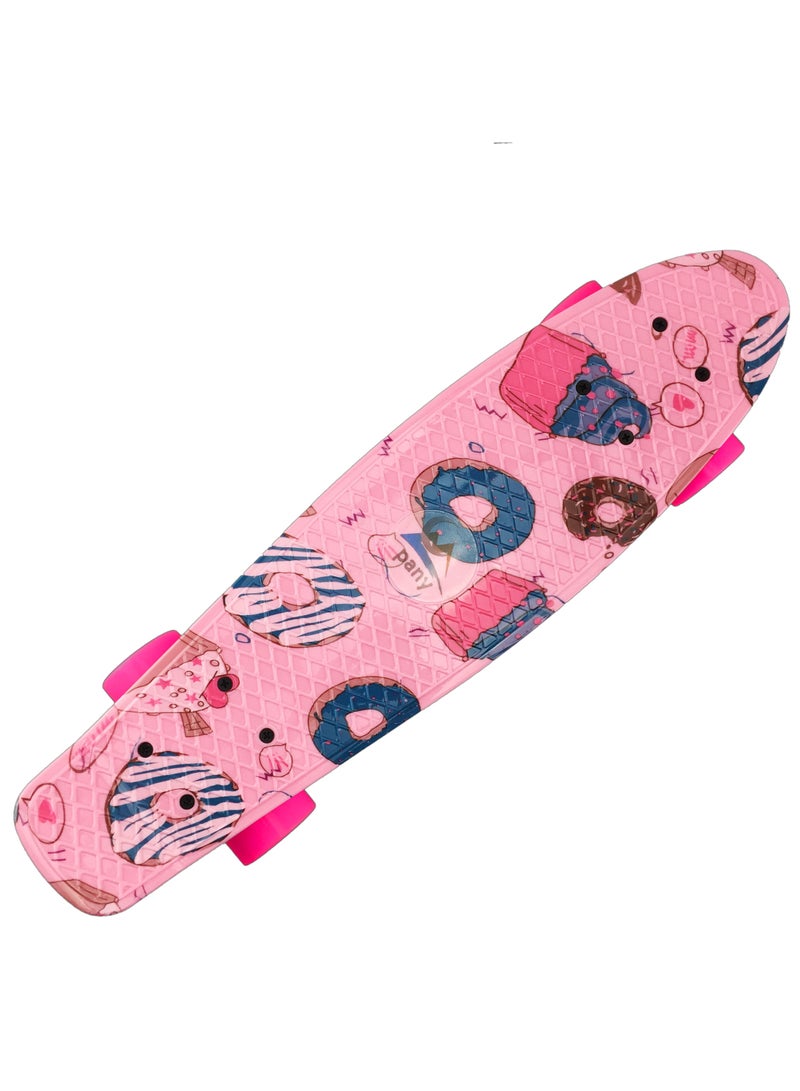 ماركة غير محددة لوح تزلج بيني بورد بعجلات PU مقاس 22 انش على شكل سمكة مع حقيبة حمل وعدة، Pink Donuts  - Image 5