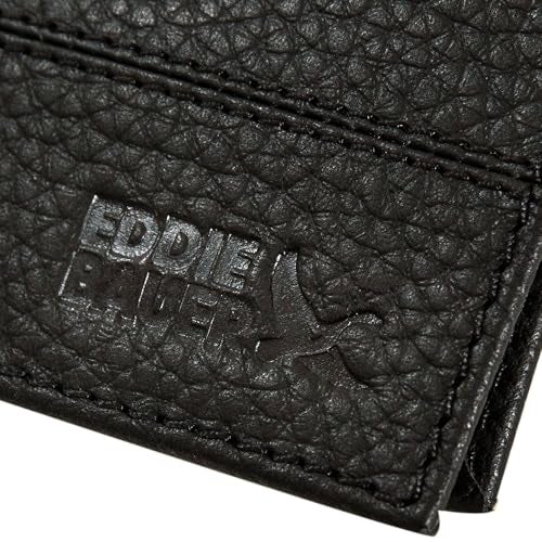 Eddie Bauer Men's Rugged Leather Bifold Wallet | Money Clip | RFID Protection | ID Window | Genuine Leather | EDC, Rugged Leather - Black w/Money Clip, One Size - Image 3