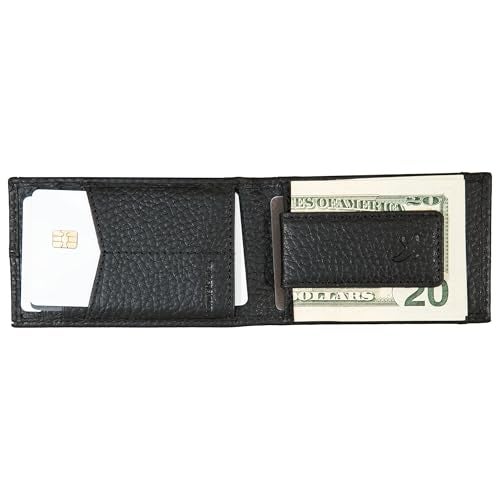 Eddie Bauer Men's Rugged Leather Bifold Wallet | Money Clip | RFID Protection | ID Window | Genuine Leather | EDC, Rugged Leather - Black w/Money Clip, One Size - Image 5