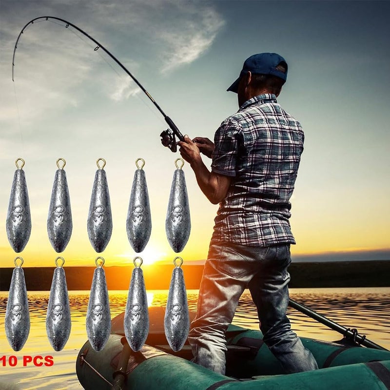 Goodern Fishing Weight Sinkers - 10 PCS 30g Raindrop Streamlined Fishing Bottom Sinker Weights for Freshwater and Saltwater - Image 3