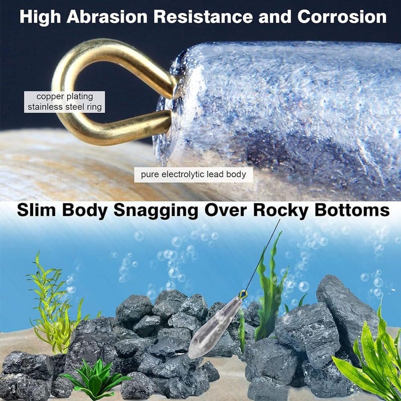 Goodern Fishing Weight Sinkers - 10 PCS 30g Raindrop Streamlined Fishing Bottom Sinker Weights for Freshwater and Saltwater - Image 4