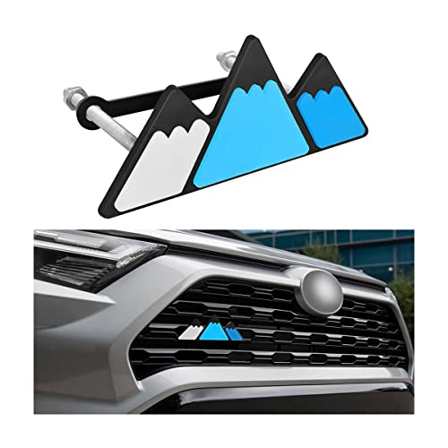 AICEL Tri-Color Grille Emblem for Car, 3 Color Snow Mountain Sticker Decoration, Triangle Badge Decal for Auto Bumper, Automotive Exterior Accessories, Universal Fit for Tacoma/4Runner/Tundra（Blue） - Image 1