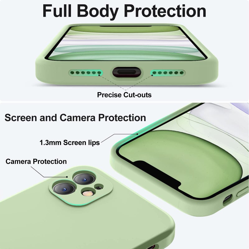 Vooii Compatible with iPhone 11 Case, Upgraded Liquid Silicone with [Flat Edges] [Camera Protection] [Soft Anti-Scratch Microfiber Lining] Phone Case for iPhone 11 6.1 inch - Matcha - Image 4