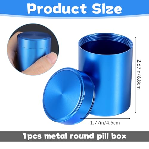 YBEATY Small Pill Case Metal Portable Aluminium Alloy Round Pill Box Container Waterproof Pocket Medicine Box Holder Organizer Travel Camping Daily Outdoor Supplements Bottle for Vitamin Fish Oils - Image 5