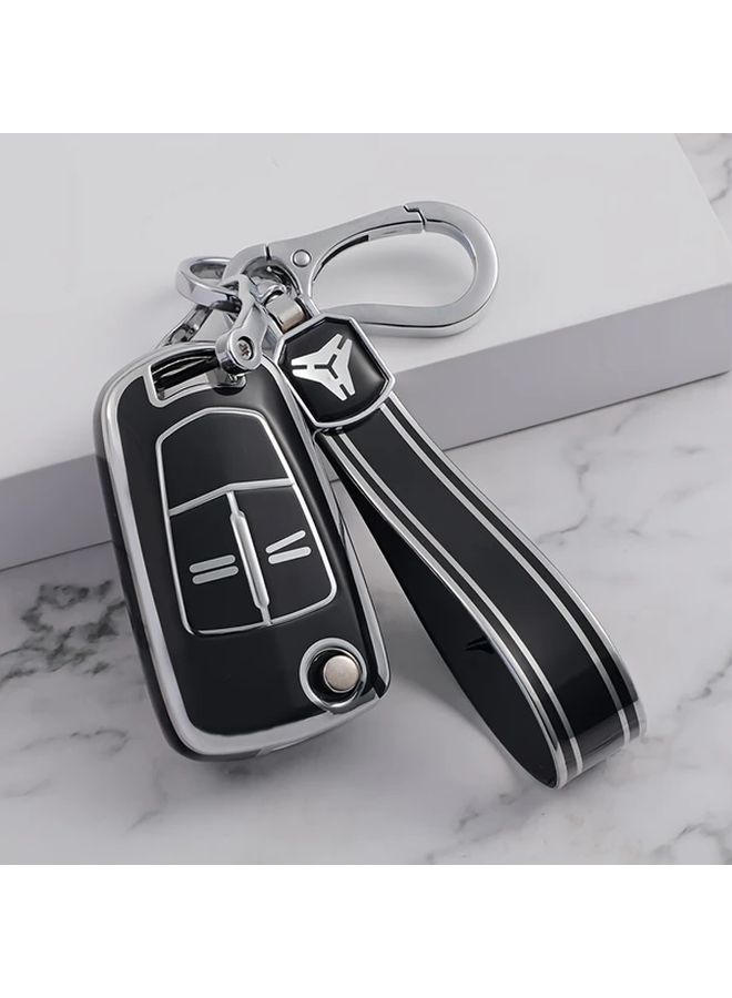 غطاء مفتاح السيارة من مادة TPU الأبيض لحواف ذهبية من المطاط الناعم لسيارات أوبل أسترا كورسا فوكسهول - Image 4