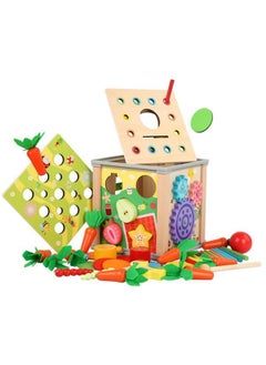 Generic Children's Wooden Multifunctional Nine-in-one Treasure Box Shape Fruit Pulling Radish And Catch Ects Game Early Education Educational Toys 