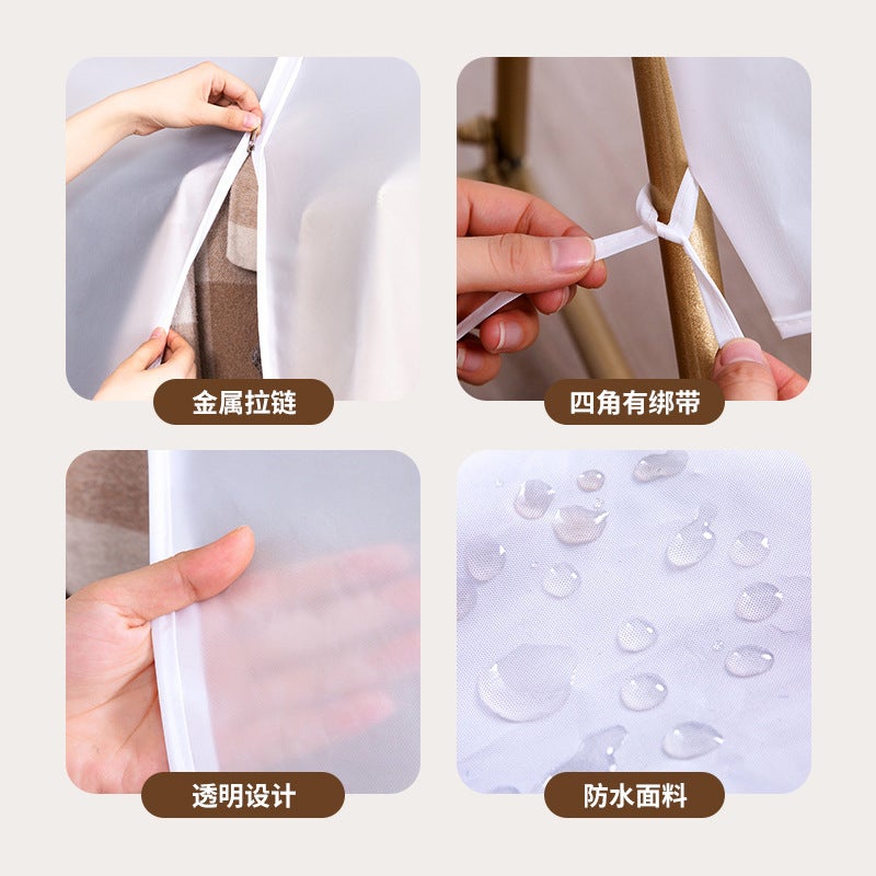 Floor-Standing Transparent Dust Cover For Clothes, Waterproof And Moisture-Proof, Washable, Household Clothes Dust Cover, Simple Clothes Rack Dust Bag - Image 4