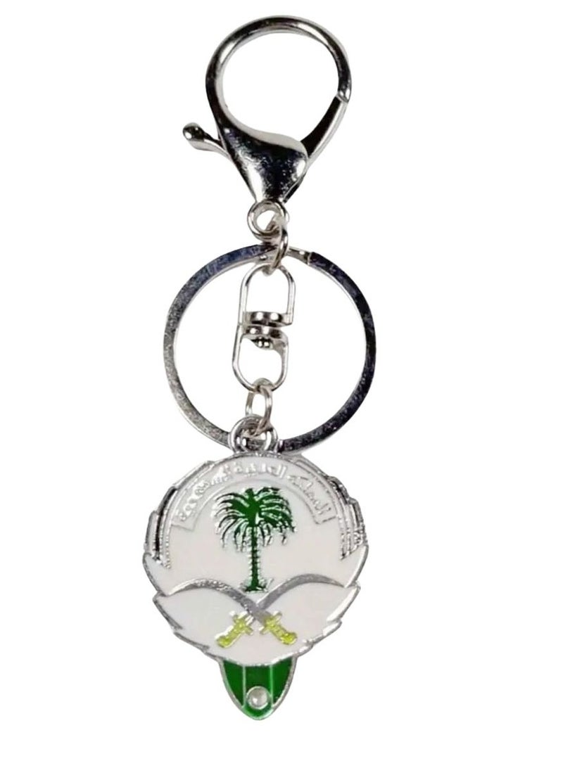 Saudi National Day Decoration Keychain with two swords and palm tree design can be easily hung to decorate bags and car decor to celebrate Saudi National Day - Image 2