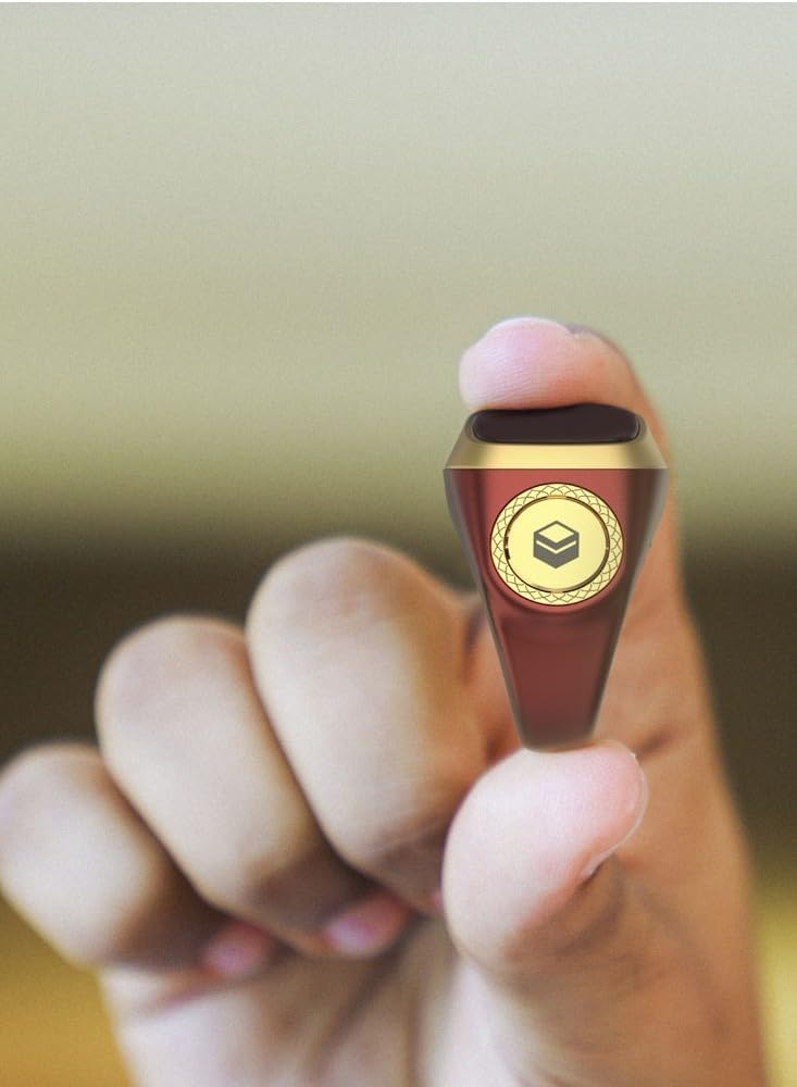 YU WELL iQIBLA Smart Tasbih Zikr Ring- Muslim Prayer- Prayer Timing Reminder OLED Display Tasbih Counter Smart Ring Wearable Technology Waterproof (20MM Plastic, Brown) - Image 3