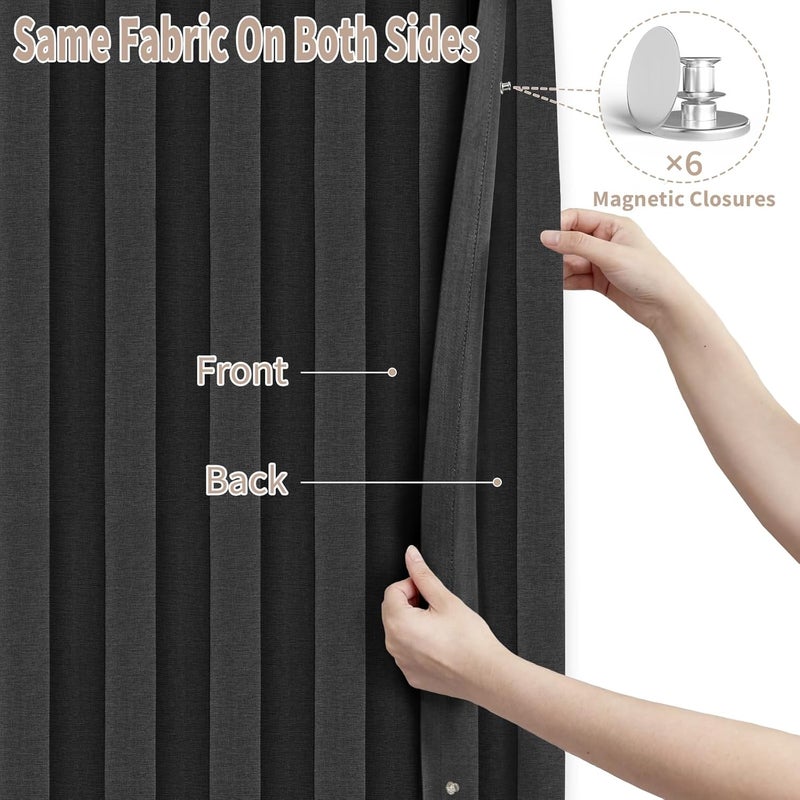 Vatge - Closet Door Divider Curtain Pleated Folding Door Curtains for Bedroom Without Door, 1 Panel with Tiebacks, 100 x 198 cm, Black - Image 4