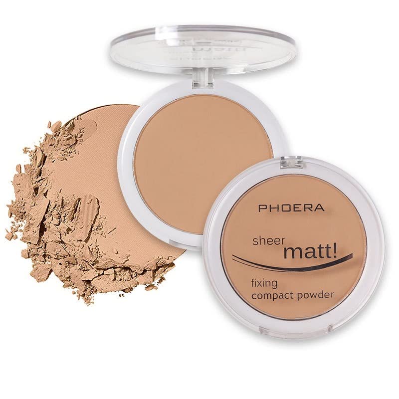 Meifen 2 Pack PHOERA Matte Face Powder Control Oil Brighten Skin Color Cover Blemish Makeup Face Setting Setting Powder Foundation204 Buff Beige