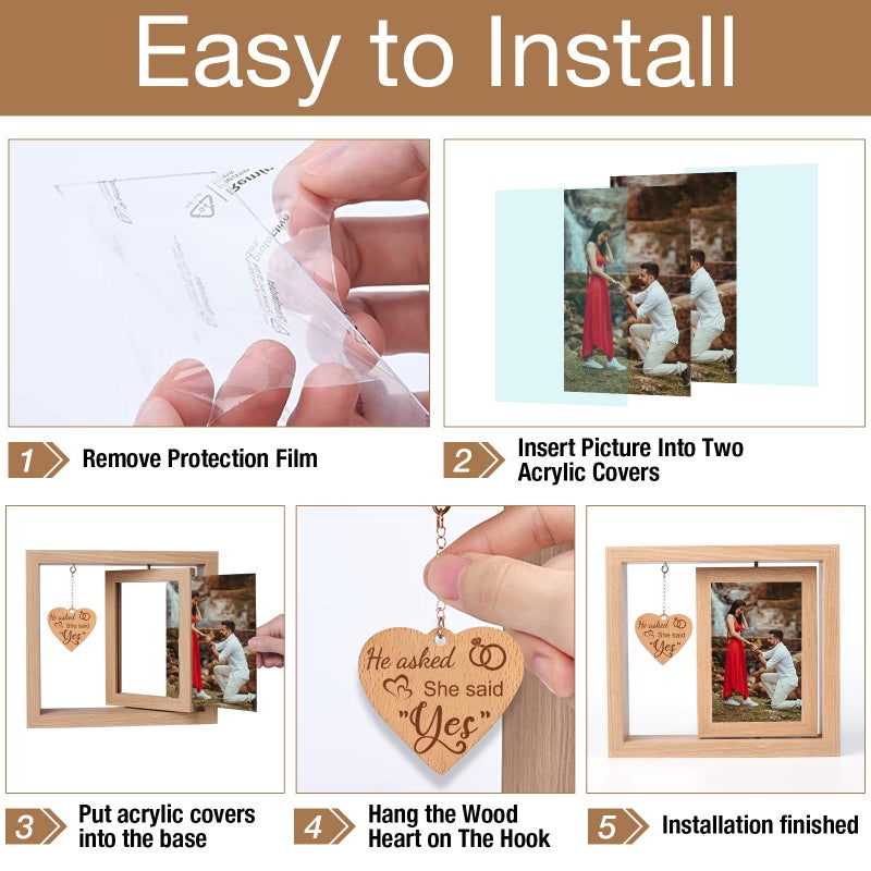 ishine Romantic Couples Picture Frames Anniversary Birthday Gifts for Her Girlfriend Graduation Gifts for Him Boyfriend  Wedding Gifts for Couples Wife Husband  I Love You to The Moon & Back (Engagement - Image 5