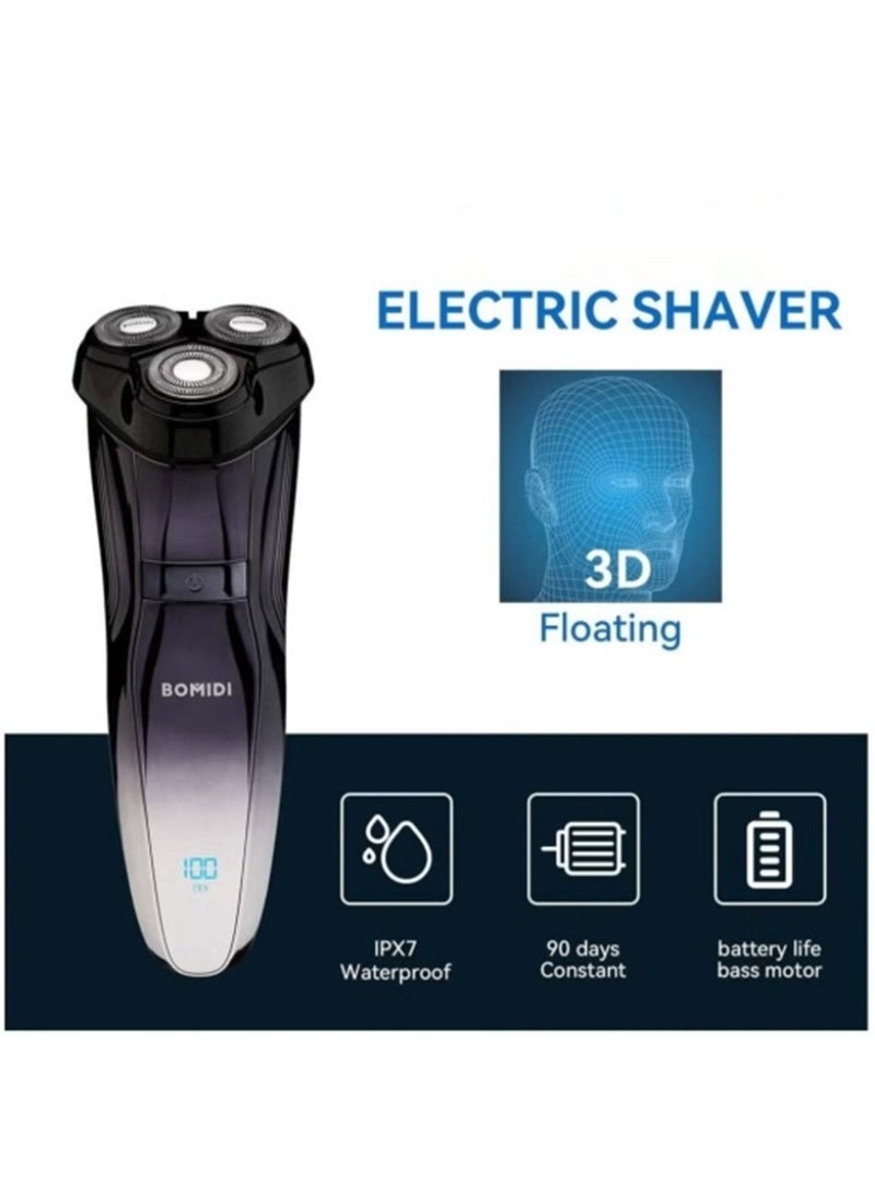 باميدي ماكينة حلاقة كهربائية M5 ، ماكينة حلاقة كهربائية لاسلكية ، ماكينة تشذيب اللحية ، ماكينة حلاقة للشعر الرطب والجاف ، قابلة لإعادة الشحن من النوع C IPX7 ، مقاوم للماء ، أسود - Image 3