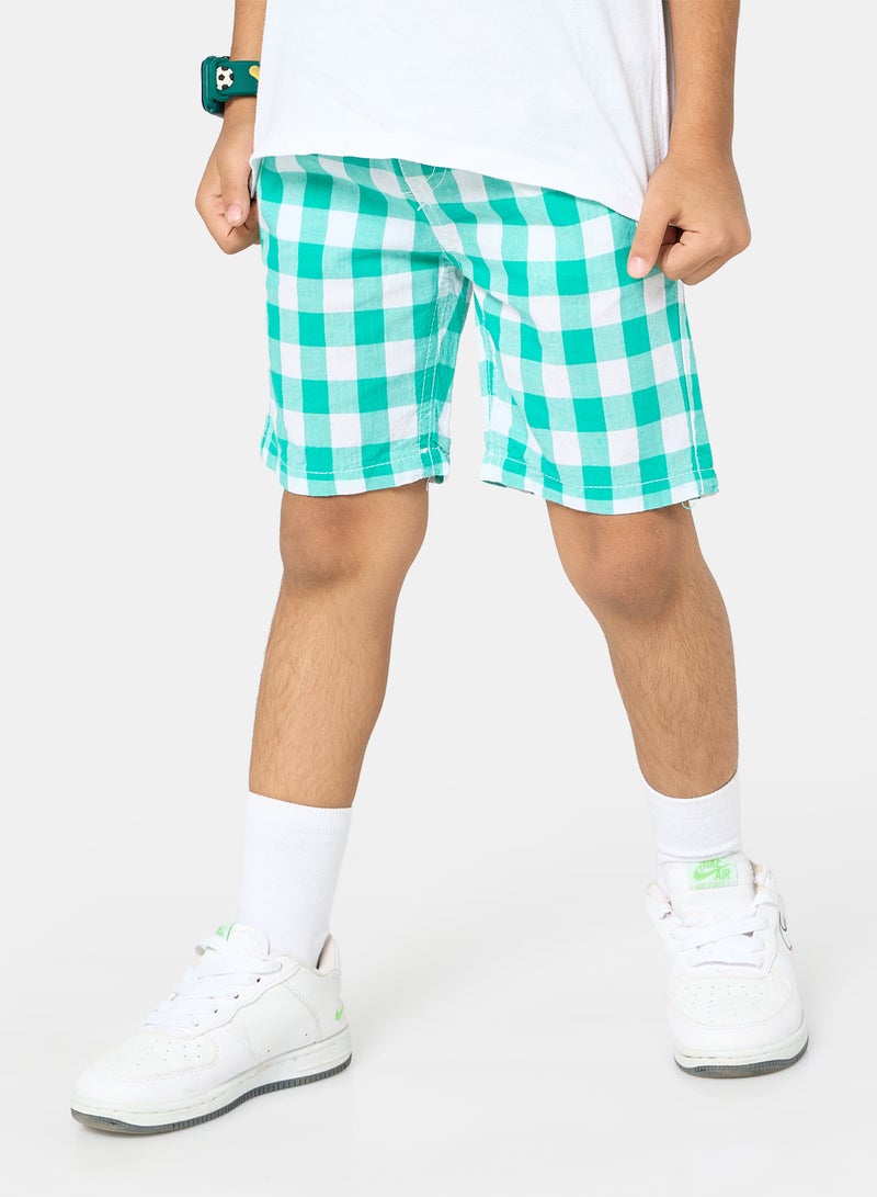 Panco Boys Checkered Shorts with Elastic Waist - Image 1