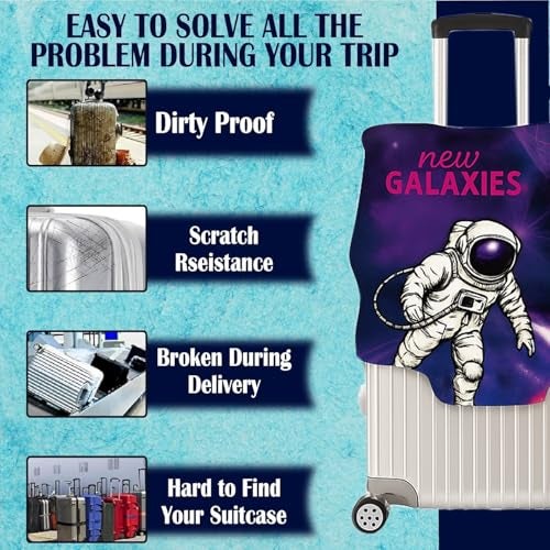 Handcuffs Luggage Cover Trolley Travel Covers, Washable Dust Proof Anti-Scratch Suitcase Protector (Multicolour-Astronaut, S (18"-22")) - Image 5