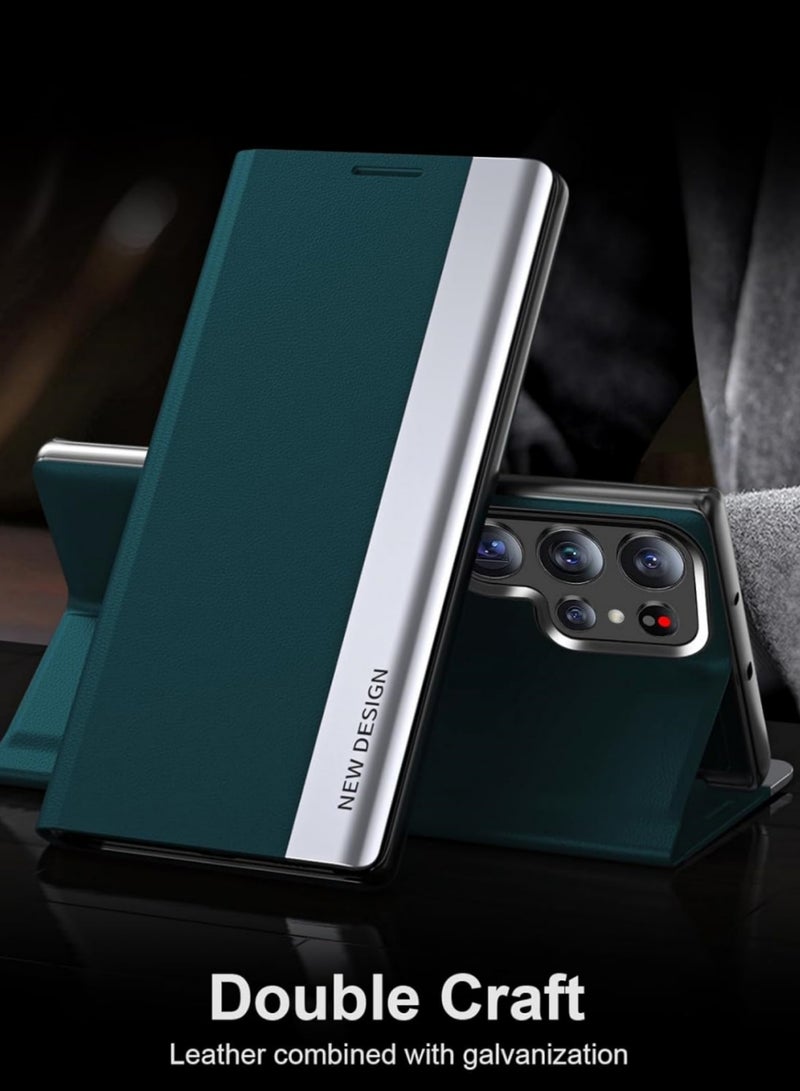 Adando Flip Case for Samsung Galaxy S26 Ultra, Thin PU Leather Business Flip Folio Cover with Kickstand, Slim Full Body Protective Phone Case for Samsung S26 Ultra (Green) - Image 5