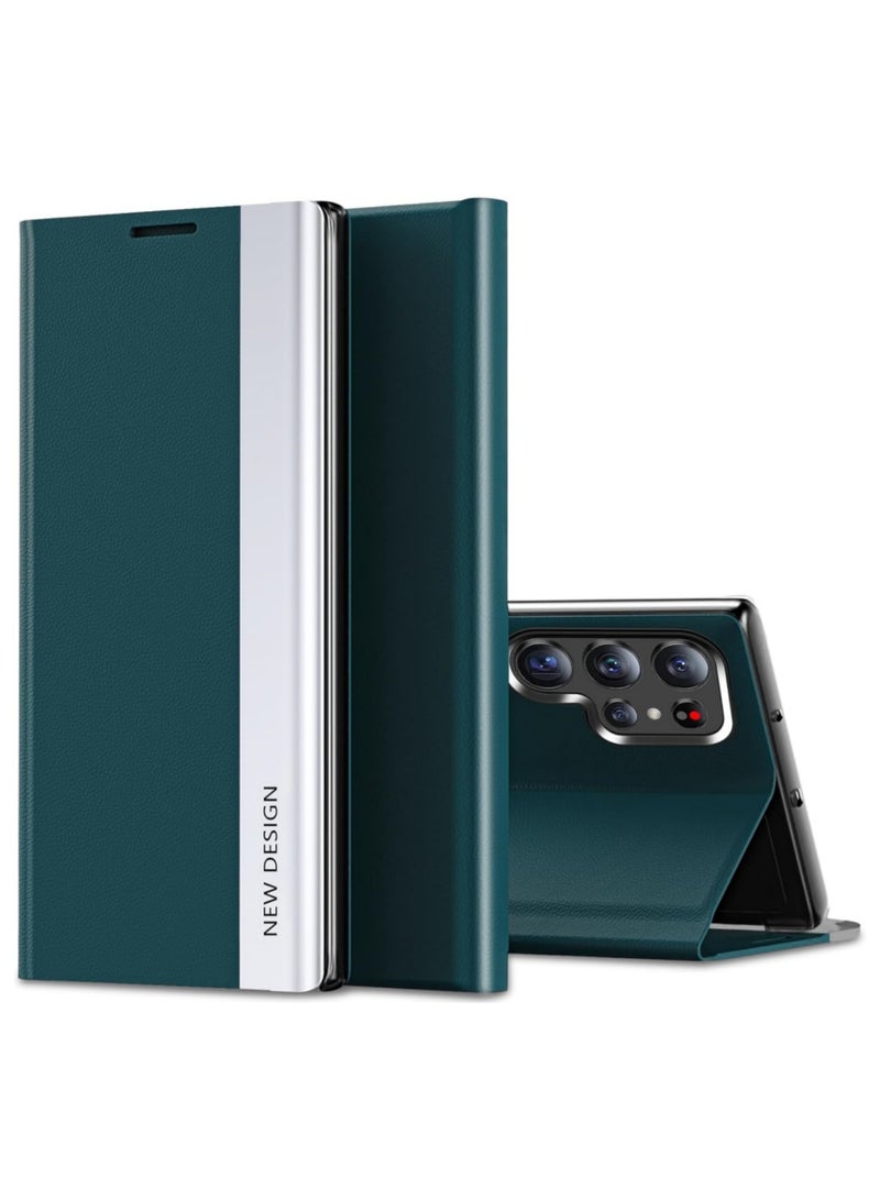 Adando Flip Case for Samsung Galaxy S26 Ultra, Thin PU Leather Business Flip Folio Cover with Kickstand, Slim Full Body Protective Phone Case for Samsung S26 Ultra (Green) - Image 1