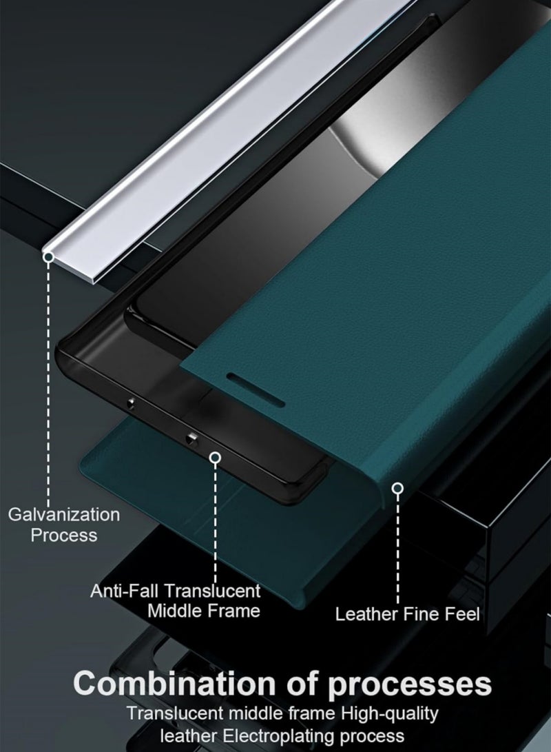 Adando Flip Case for Samsung Galaxy S26 Ultra, Thin PU Leather Business Flip Folio Cover with Kickstand, Slim Full Body Protective Phone Case for Samsung S26 Ultra (Green) - Image 3