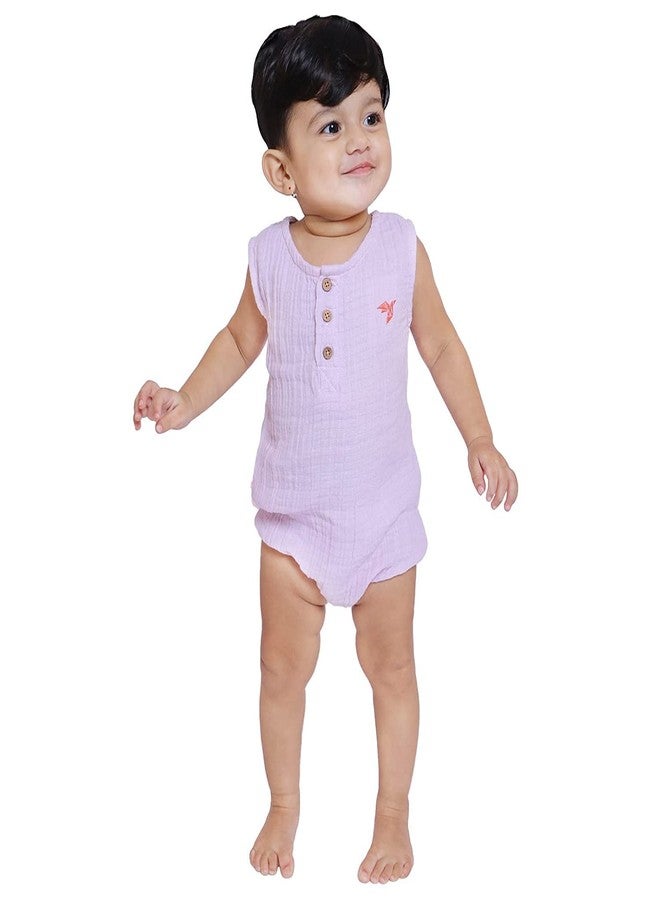 THEONI unisex baby organic cotton double gauze romper/onsie/jumpsuit/babysuit/Muslin romper/playsuit for newborn(APP-2000 LIL-6-12 Months) - Image 1