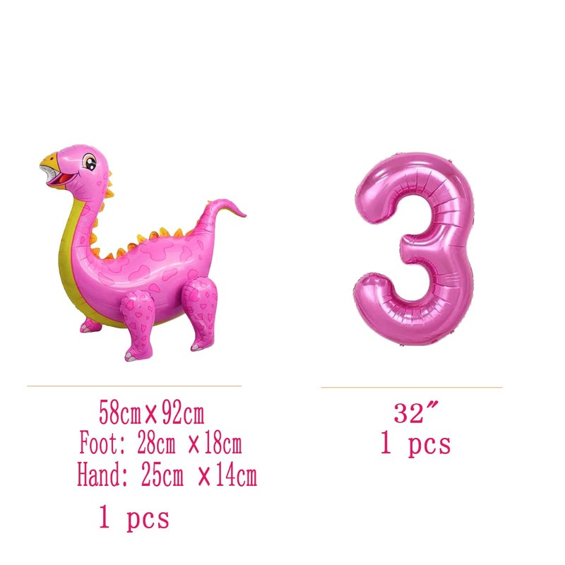 BEOXAGAR Pink 3rd Dinosaur BackdropParty Supplies - Image 4