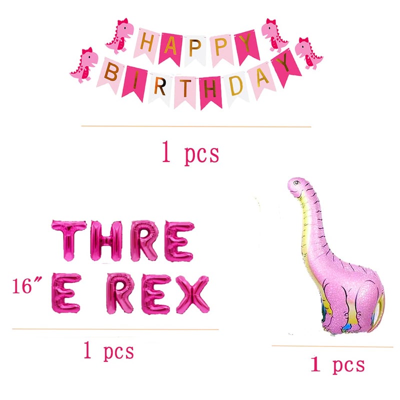 BEOXAGAR Pink 3rd Dinosaur BackdropParty Supplies - Image 3