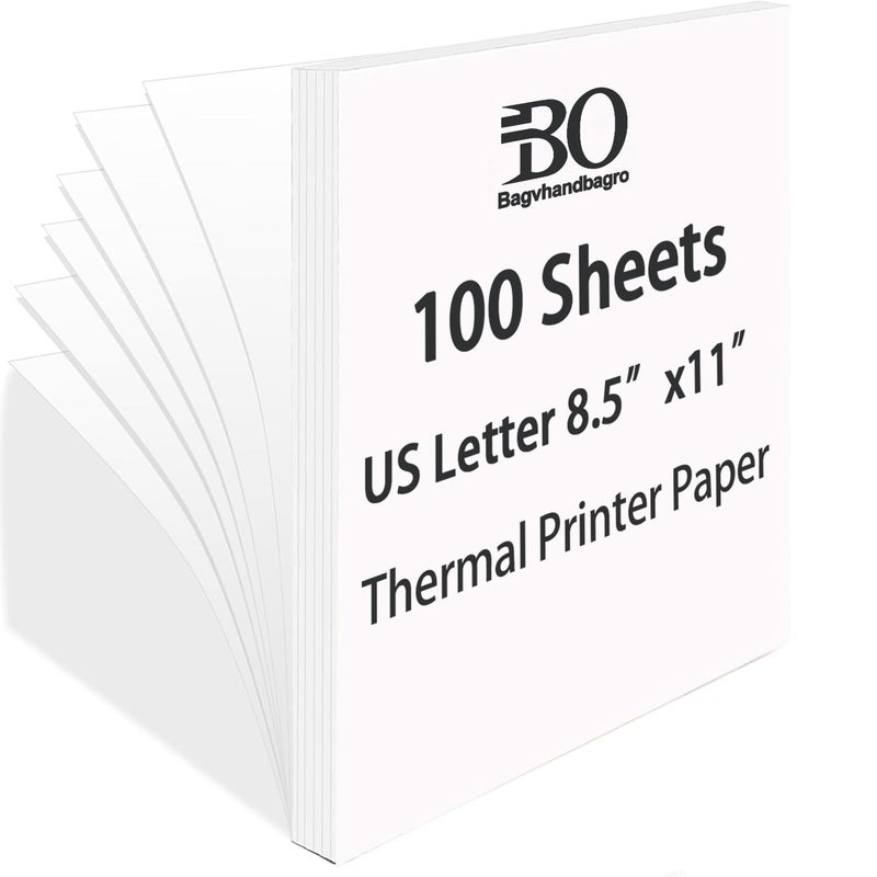 Bagvhandbagro 100 Sheets Thermal Printer Paper, 8.5''Ã—11'' US Letter Size, Advanced Printing Paper, Thermal Paper Compatible with Brother Letter Portable Printer, Printer Paper for M08F-Letter, M832, M834, MT800 - Image 1