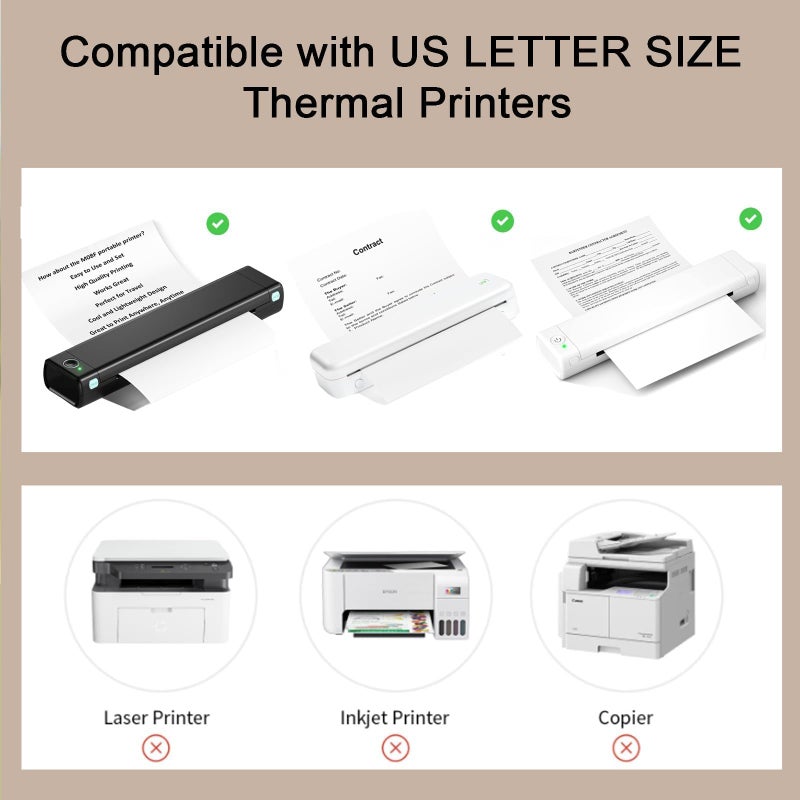 Bagvhandbagro 100 Sheets Thermal Printer Paper, 8.5''Ã—11'' US Letter Size, Advanced Printing Paper, Thermal Paper Compatible with Brother Letter Portable Printer, Printer Paper for M08F-Letter, M832, M834, MT800 - Image 5