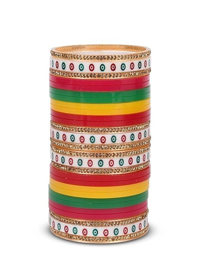 BANGLESKART Plastic Radiant Red Maroon Green Multicolor Punjabi Bridal Chuda for Girls, Women, and Brides (2.6, Multicolor) (2.6) - Image 3