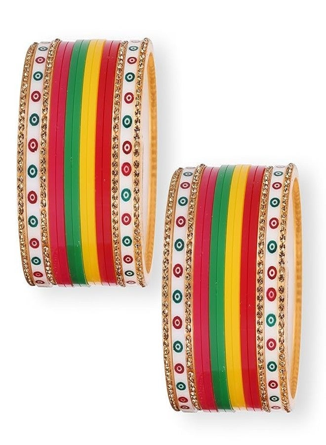 BANGLESKART Plastic Radiant Red Maroon Green Multicolor Punjabi Bridal Chuda for Girls, Women, and Brides (2.6, Multicolor) (2.6) - Image 1
